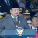 Presiden Republik Indonesia Prabowo Subianto dalam Upacara HUT ke-79 Bhayangkara di Monas, Jakarta Pusat(1/7).