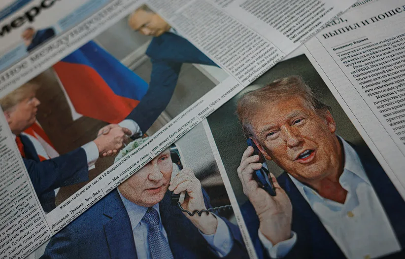 Foto Presiden Amerika Serikat Donald Trump dan Presiden Rusia Vladimir Putin.
