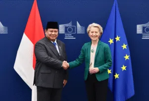 Pertemuan antara Presiden RI Prabowo Subianto dengan Presiden Komisi Eropa, Ursula von der Leyen mengenai pejanjian kemitraan ekonomi komprehensif Indonesia-Uni Eropa(14/7).