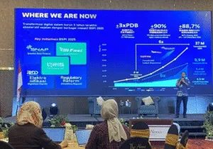Pemberian materi oleh Direktur Departemen Kebijakan Sistem Pembayaran Bank Indonesia, Himawan Kusprianto terkait sistem pembayaran dalam Media Gathering di Malang, Jawa Timur(18/7).