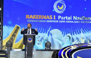 Pelaksanaan Rapat Kerja Nasional (Rakernas) I Partai NasDem di Hotel Claro, Makassar, Sulawesi Selatan, Kamis (7/8).