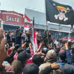 Aksi unjuk rasa di Pendopo Kabupaten Pati, Rabu (13/8).