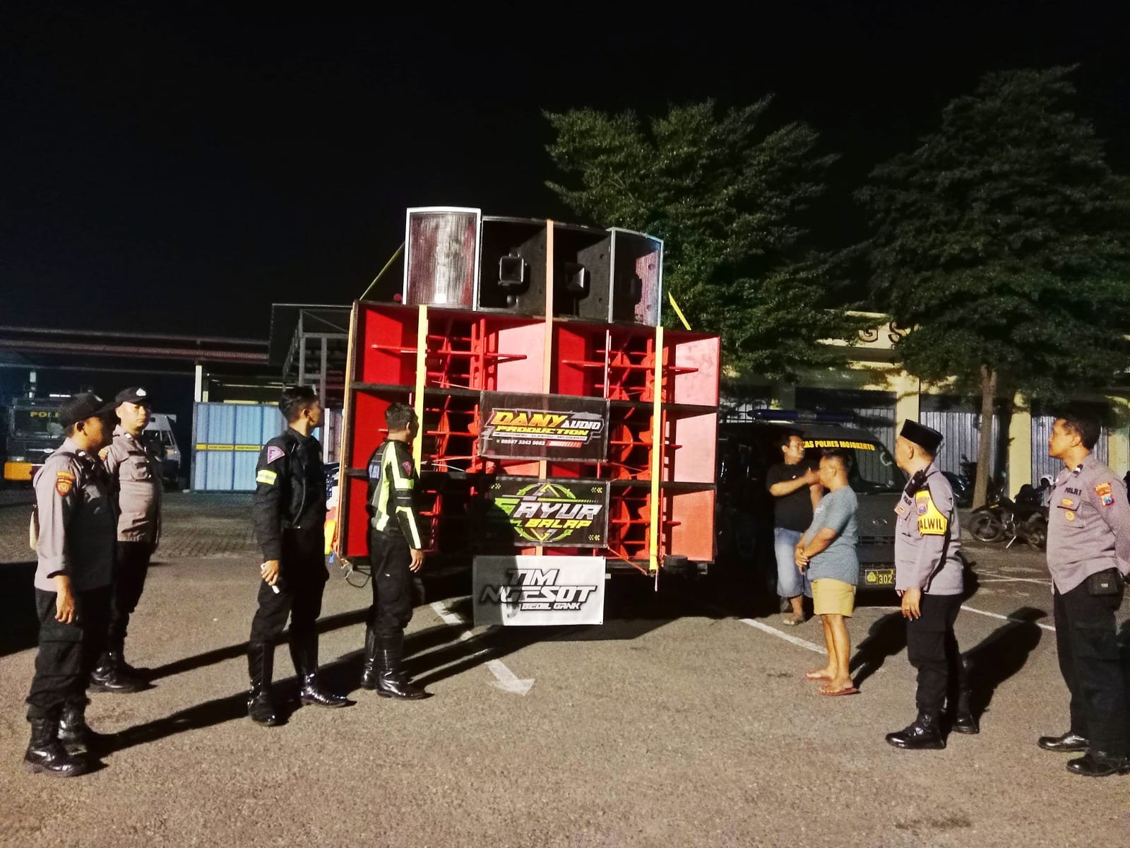 Polres Mojokerto Amankan 4 Sound Horeg Nekat Keliling Dini Hari