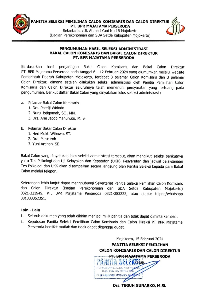 Praktisi Tuding Pengangkatan Direktur dan Komisaris BPR Majatama 2024 Bermasalah dan Cacat Administrasi
