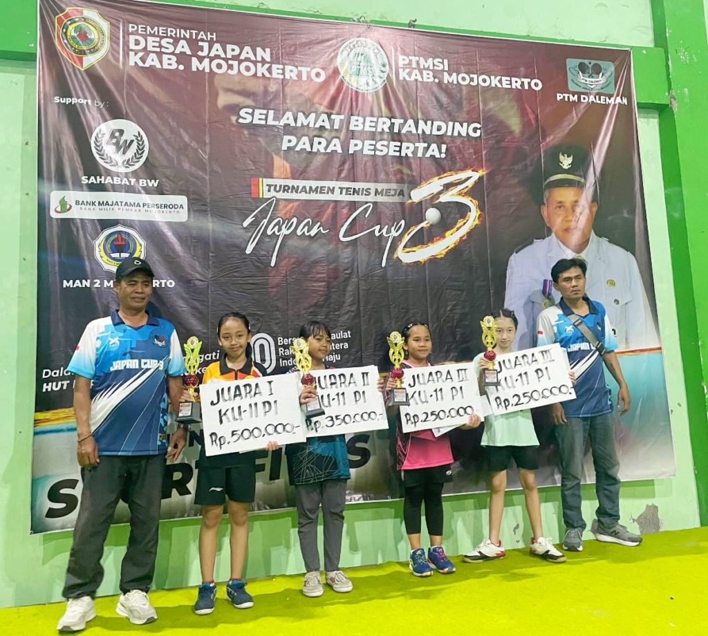 Turnamen Tenis Meja Japan Cup 3 Mojokerto: Ajang Pembibitan Atlet, 196 Peserta U11 dan U13 Sejatim