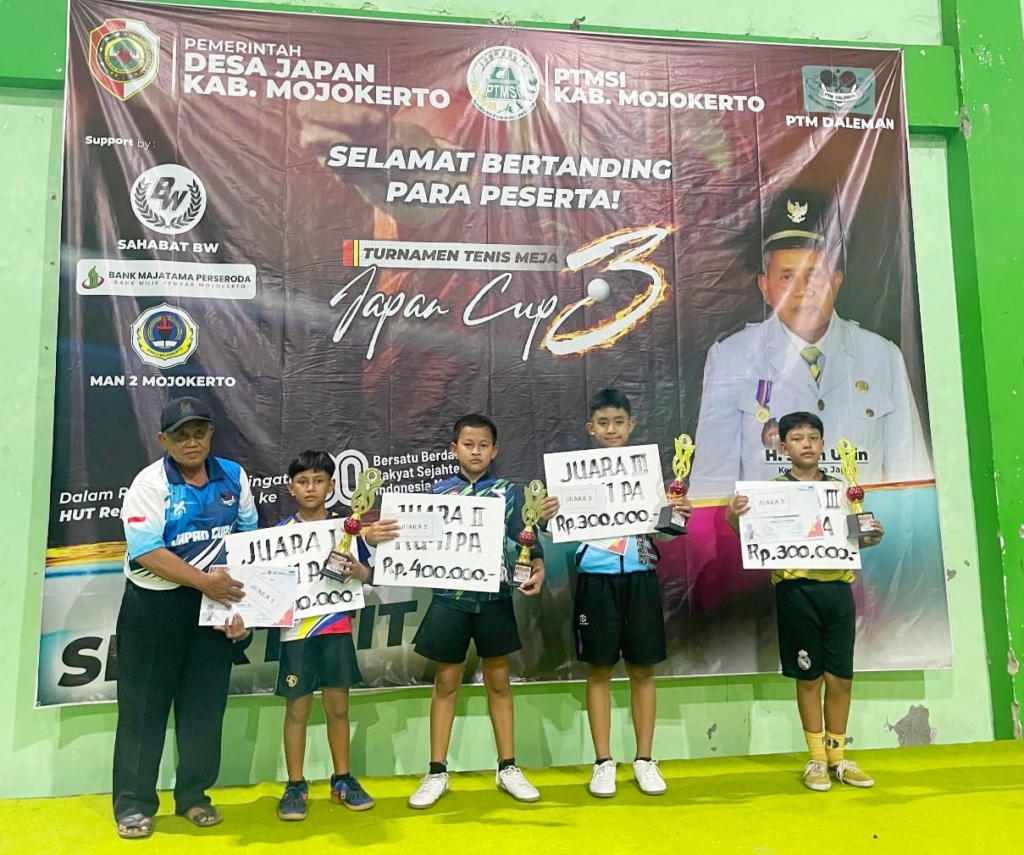 Turnamen Tenis Meja Japan Cup 3 Mojokerto: Ajang Pembibitan Atlet, 196 Peserta U11 dan U13 Sejatim