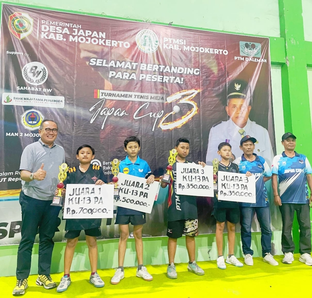 Turnamen Tenis Meja Japan Cup 3 Mojokerto: Ajang Pembibitan Atlet, 196 Peserta U11 dan U13 Sejatim