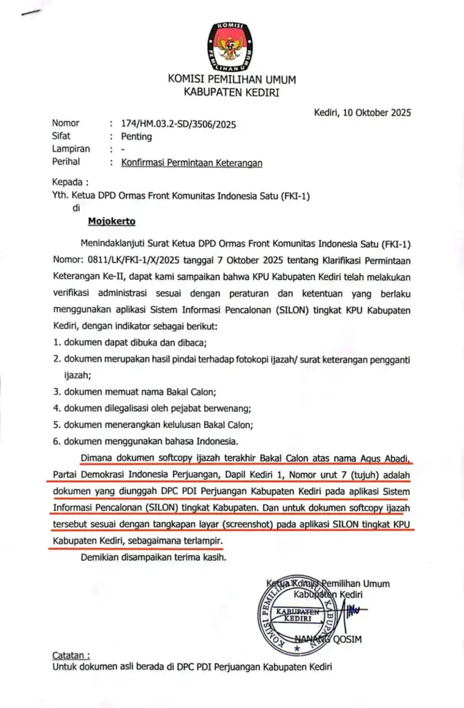 Fakta Ijazah Palsu DPRD Kabupaten Kediri Kian Terang, KPU Ungkap Data Silon, Partai Masih Bungkam 2 Fakta Ijazah Palsu DPRD Kabupaten Kediri Kian Terang, KPU Ungkap Data Silon, Partai Masih Bungkam