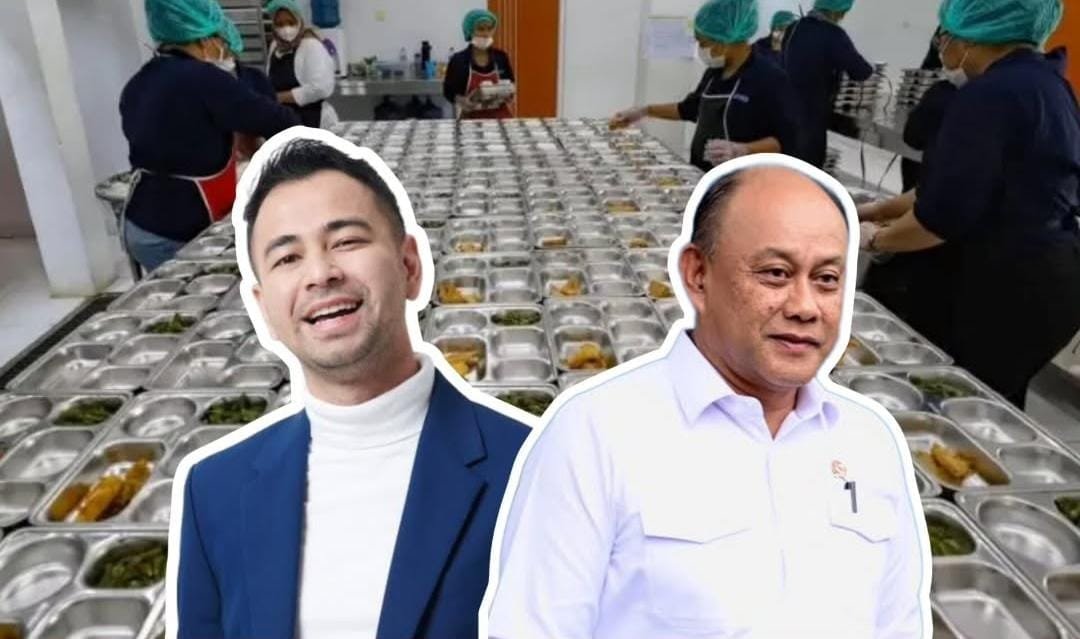 Rafi Ahmad, artis Indonesia (Sebelah kiri) dan Dadang Hidayana Kepala Badan Gizi Nasional(kanan)