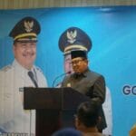 Bupati Jombang, Warsubi, dalam acara Evaluasi Kinerja dan Orientasi Dewan Pengawas Perumdam, Selasa (17/6).
