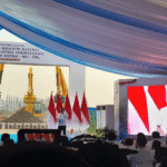 Menteri Energi dan Sumber Daya Mineral (ESDM) Bahlil Lahadalia dalam sambutannya saat menghadiri acara peletakan batu pertama (groundbreaking) proyek industri baterai EV nasional, Minggu (29/6).